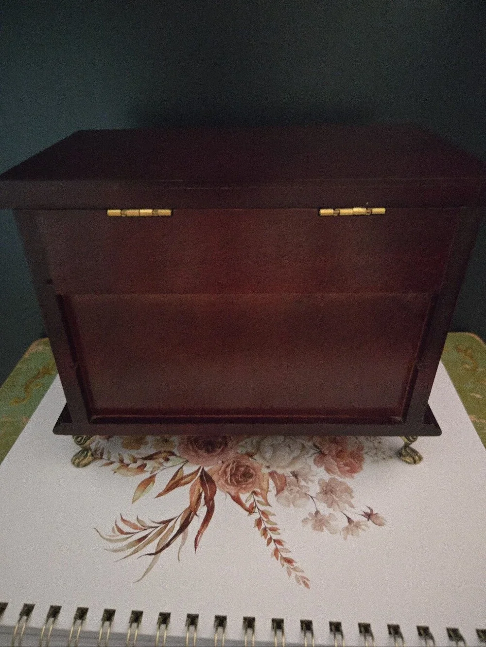 Vintage Style Mini Jewelry Chest in Deep Mahogany